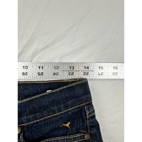 Grane Flare Leg Jeans Juniors Sz 5 Dark wash Wide Leg Distressed Hem - Picture 6 of 11